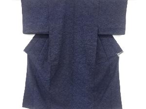 大正ロマン　抽象花唐草模様織り出し手織り真綿小千谷紬単衣着物